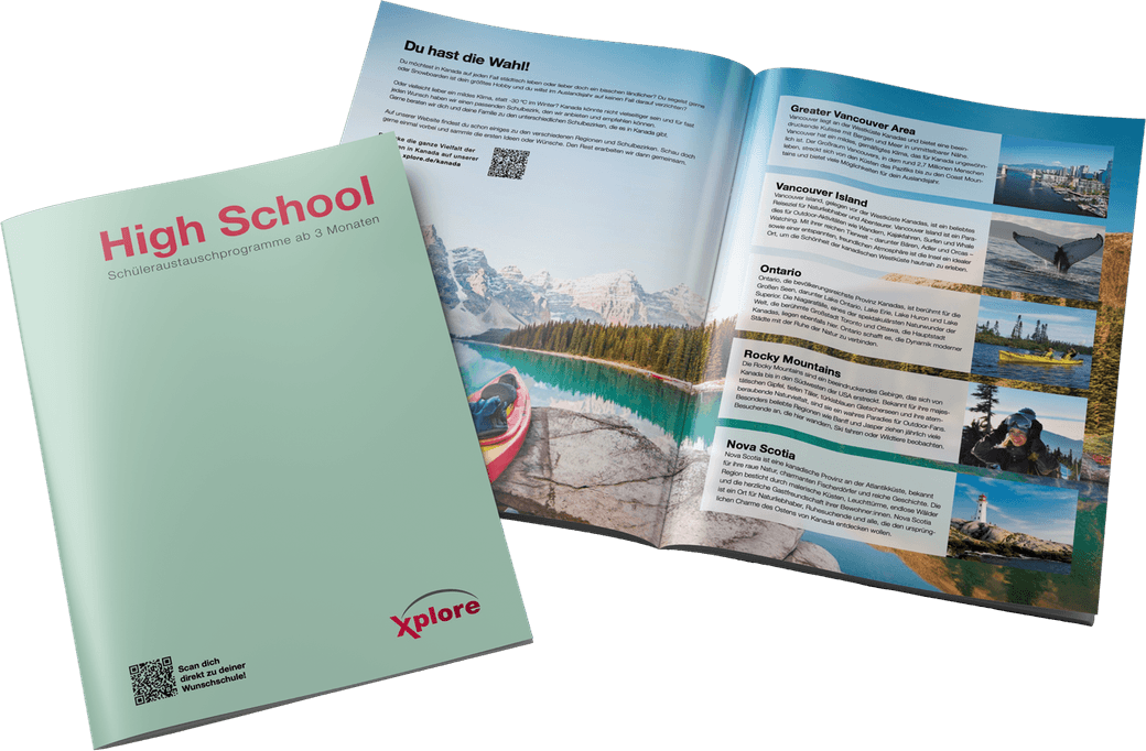 Xplore High-School-Katalog, aufgeschlagen
